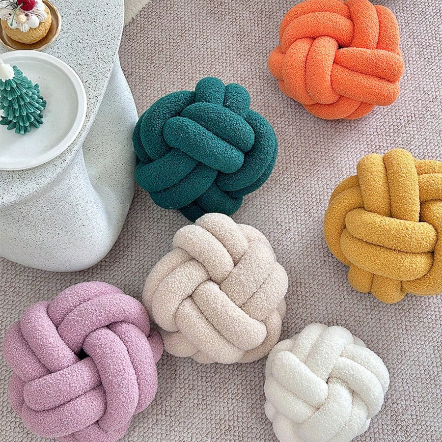 1pc Plush Sherpa Knot Ball Decorative Pillow, Home Decor Accent Cushion For Sofa Bedroom, Halloween Gift