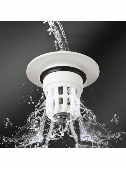 1pc Pop-Up Bathroom Sink Drain Stopper - Multifunctional Pressure Filter, Durable Plastic Material, Bathroom Sink Anti-Clogging, Essential Drainage Accessory, Sink Drain Filter, Household Hair Catcher