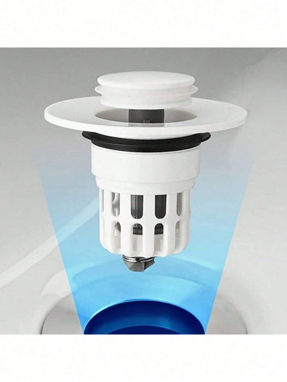 1pc Pop-Up Bathroom Sink Drain Stopper - Multifunctional Pressure Filter, Durable Plastic Material, Bathroom Sink Anti-Clogging, Essential Drainage Accessory, Sink Drain Filter, Household Hair Catcher