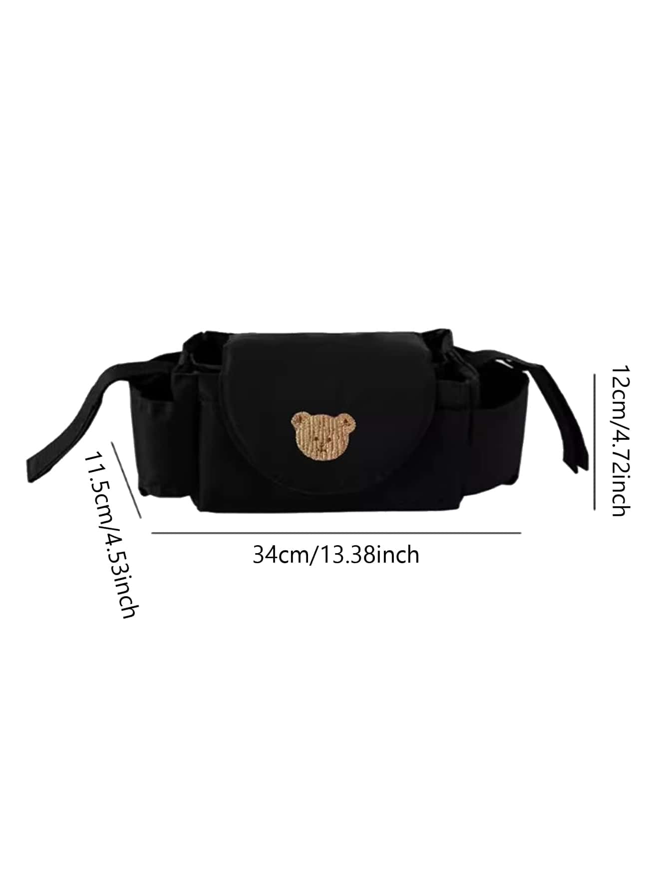 1pc Portable Baby Stroller Hanging Bag With Cartoon Teddy Bear Embroidery Mummy Bag, Baby Stroller Storage Bag, Children's Bed Hanging Storage Basket Bag