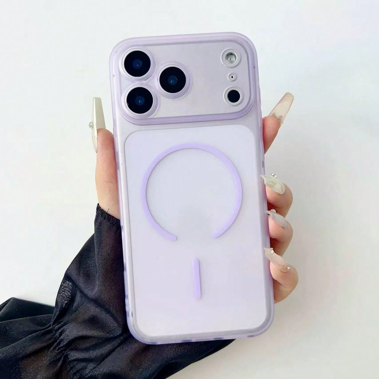 1pc Premium Minimalist Skin-Feel Semi-Transparent Purple Matte Phone Case Compatible With Apple 17 Pro Max Air 16 15 14 13 12 Proamx/Plus Supports Wireless Charging Magnetic Matte Semi-Transparent Sho