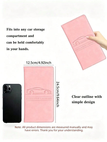 1pc PU Leather Car Registration And Insurance Card Holder, Car Registration And Insurance Card Holder, Car Document Storage Box Glove Box Organizer Car Insurance Folder, Unisex Car Glove Box Organizer