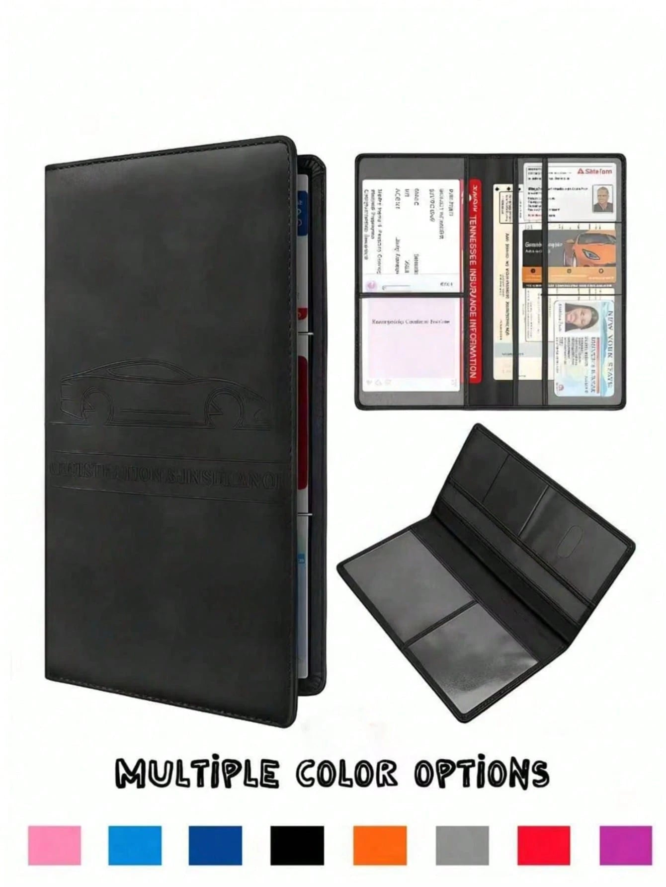 1pc PU Leather Car Registration And Insurance Card Holder, Car Registration And Insurance Card Holder, Car Document Storage Box Glove Box Organizer Car Insurance Folder, Unisex Car Glove Box Organizer
