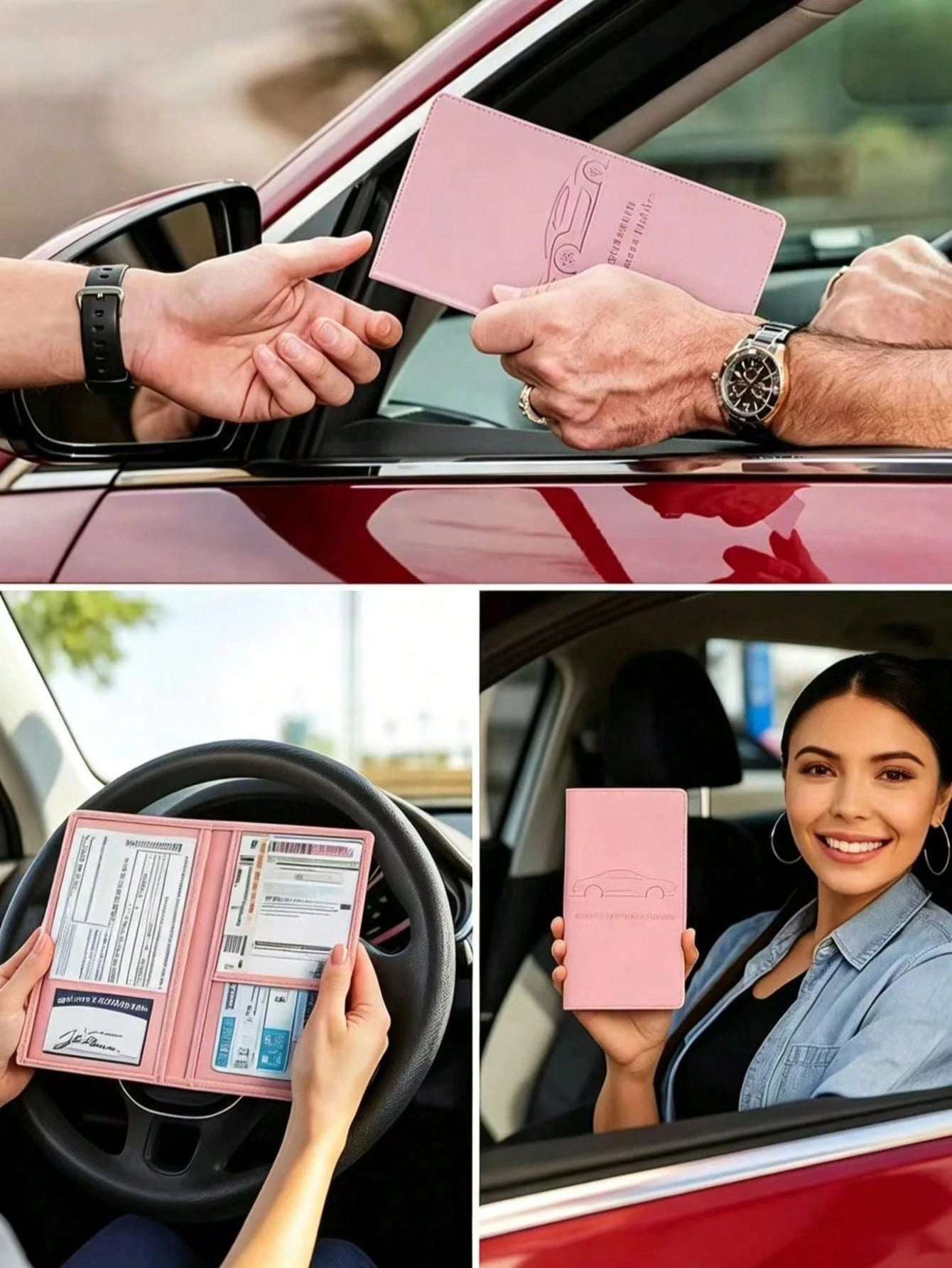 1pc PU Leather Car Registration And Insurance Card Holder, Car Registration And Insurance Card Holder, Car Document Storage Box Glove Box Organizer Car Insurance Folder, Unisex Car Glove Box Organizer