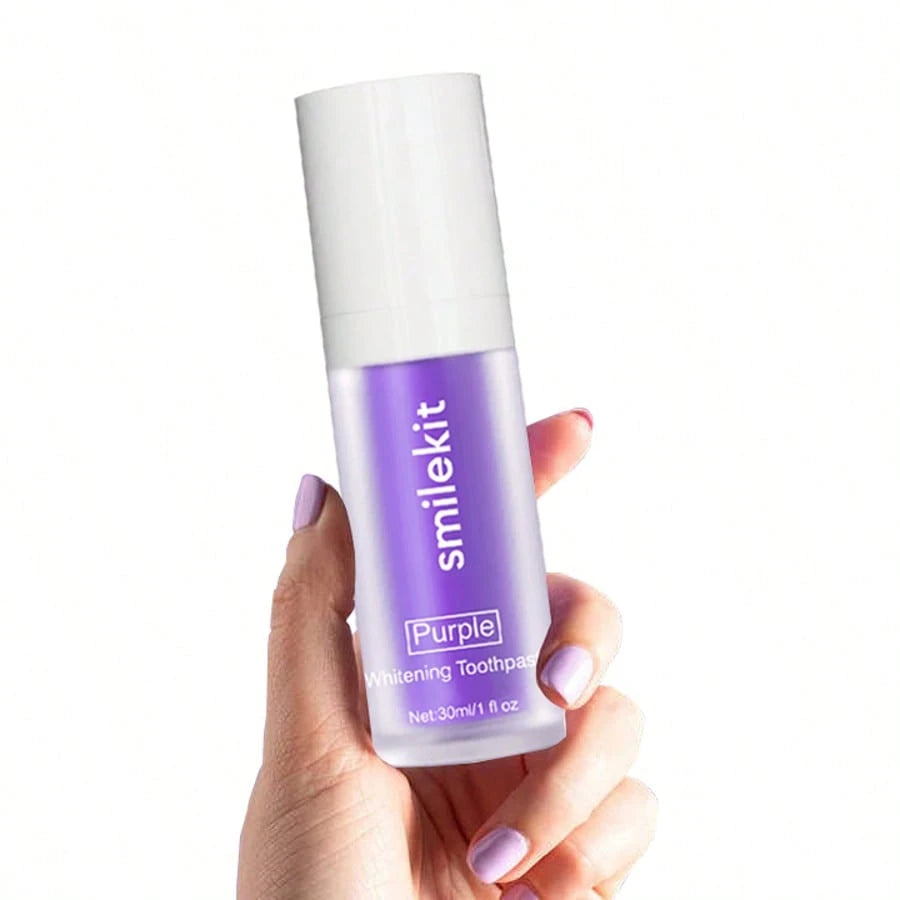 1pc Purple Teeth Whitening Toothpaste, Mint Flavor, Teeth Whitening, Fresh Breath, Deep Cleaning, Travel Size 30ml