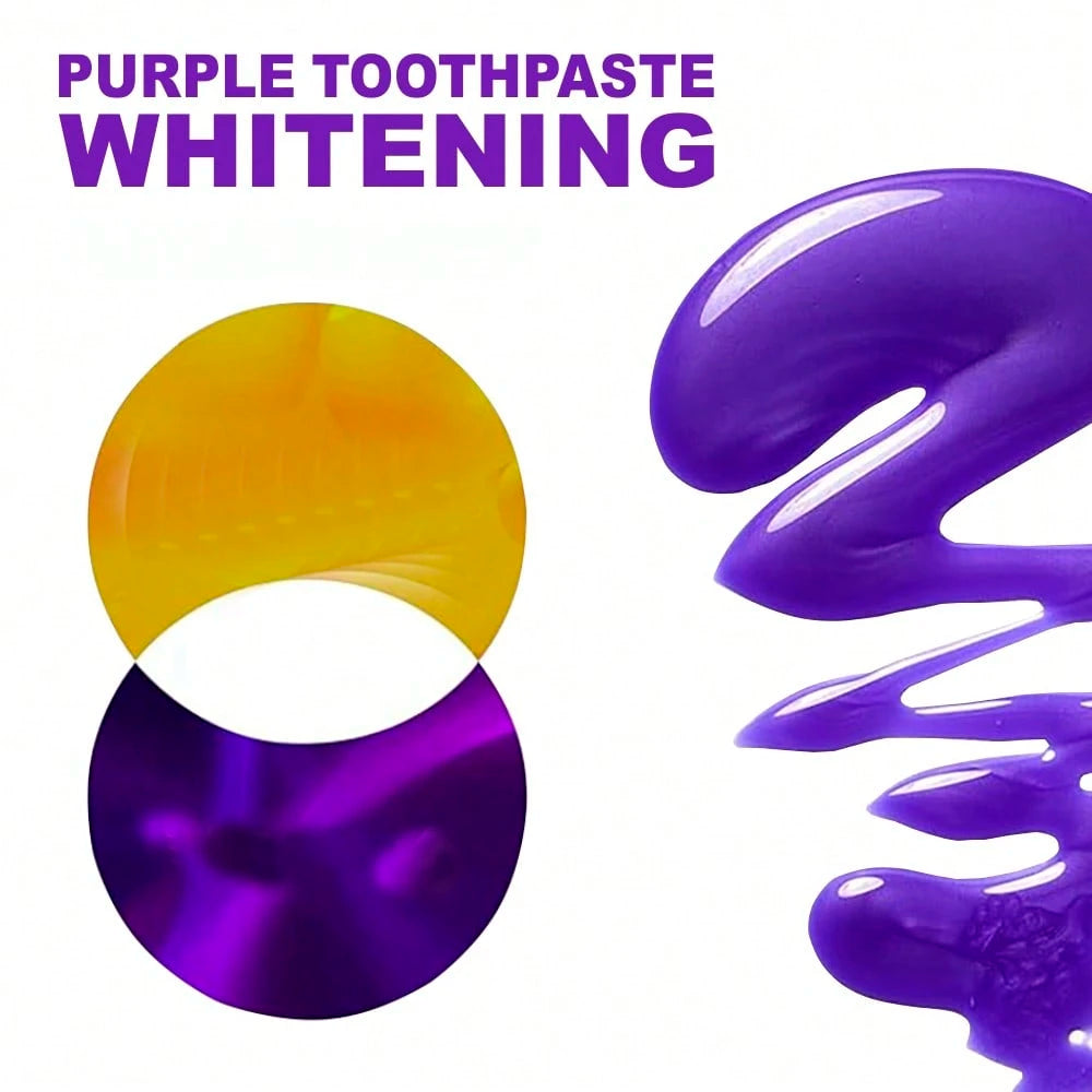 1pc Purple Teeth Whitening Toothpaste, Mint Flavor, Teeth Whitening, Fresh Breath, Deep Cleaning, Travel Size 30ml