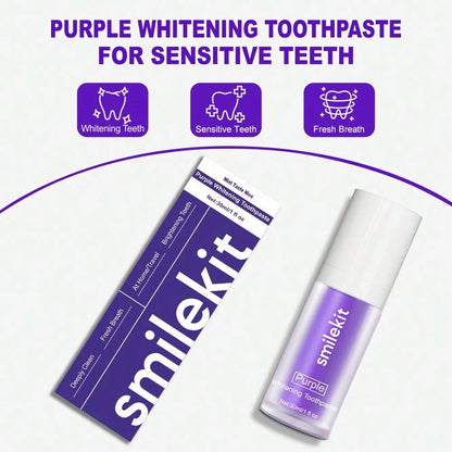 1pc Purple Teeth Whitening Toothpaste, Mint Flavor, Teeth Whitening, Fresh Breath, Deep Cleaning, Travel Size 30ml