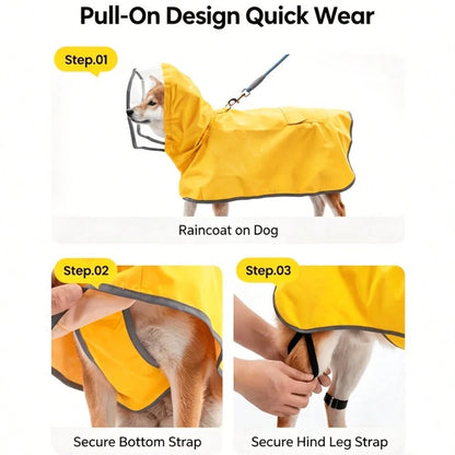 1pc PVC Yellow Thin Pet Full Body Raincoat, Keeps Pet Fur Dry During Rain