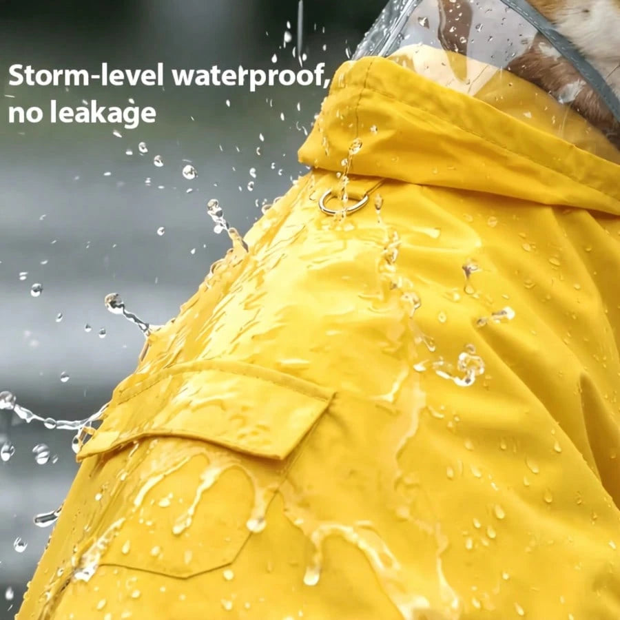 1pc PVC Yellow Thin Pet Full Body Raincoat, Keeps Pet Fur Dry During Rain