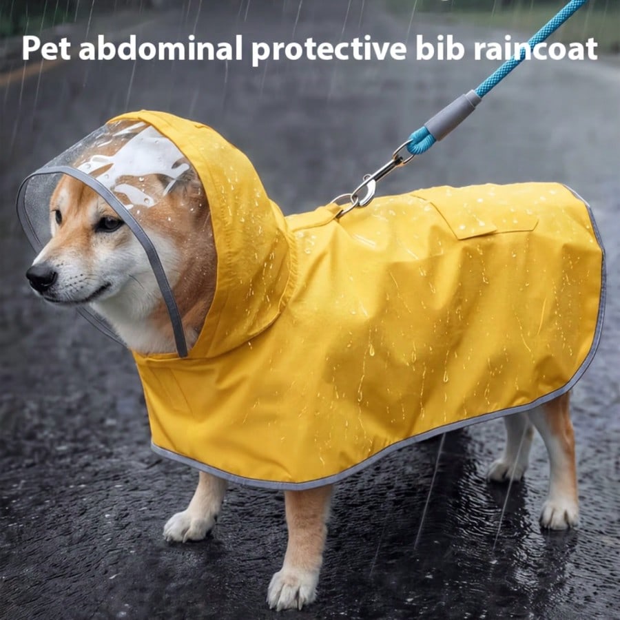 1pc PVC Yellow Thin Pet Full Body Raincoat, Keeps Pet Fur Dry During Rain