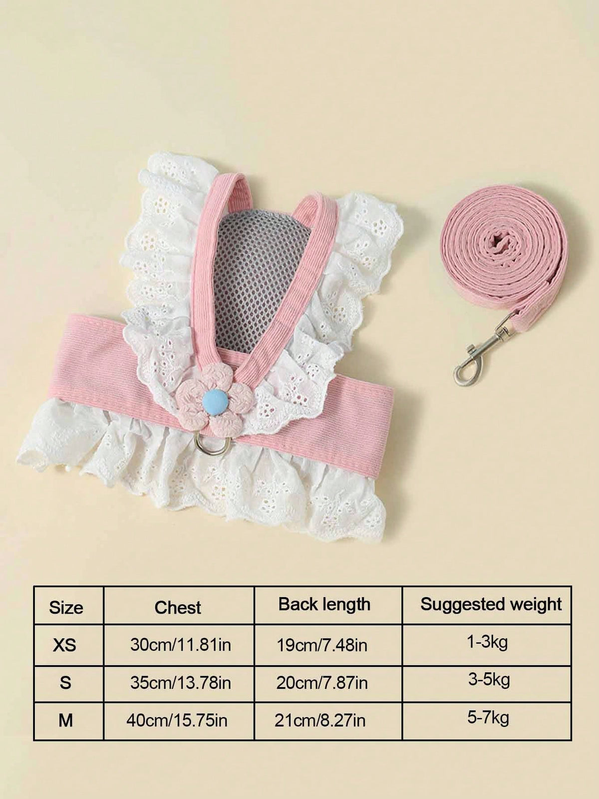 1pc Rabbit & Flower Decor Chest Strap Leash, Outdoor Pet Escape Prevention Clothing Chest Strap