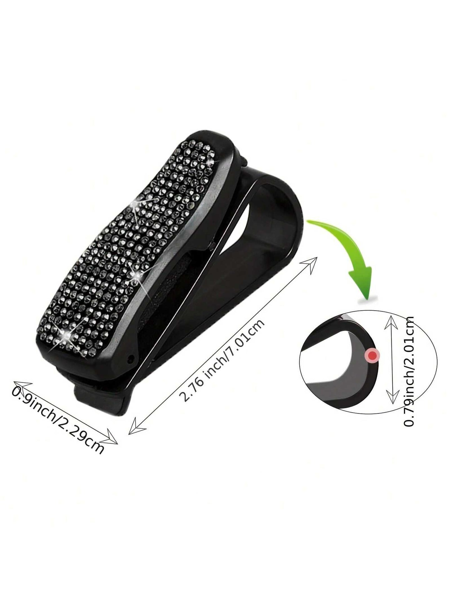 1pc Rhinestone Decorated Car Sun Visor Glasses Clip