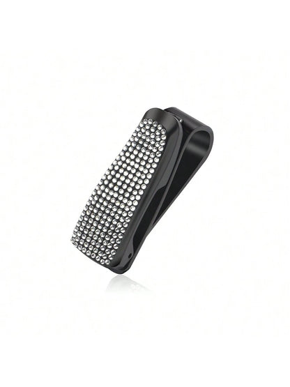 1pc Rhinestone Decorated Car Sun Visor Glasses Clip