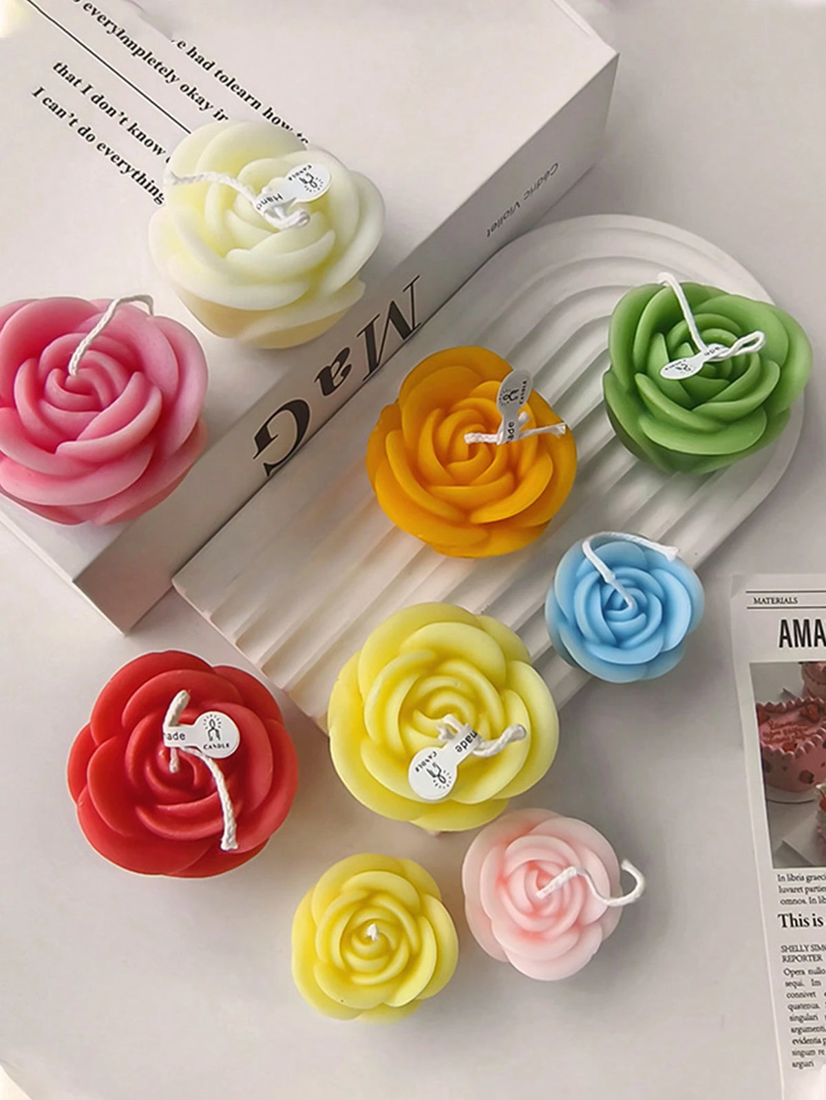 1pc Rose Flower Aroma Candle Silicone Mold, Handmade DIY Resin Casting Mold Rose Decor Home Ornament