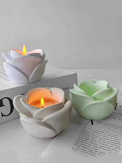 1pc Rose Flower Aroma Candle Silicone Mold, Handmade DIY Resin Casting Mold Rose Decor Home Ornament