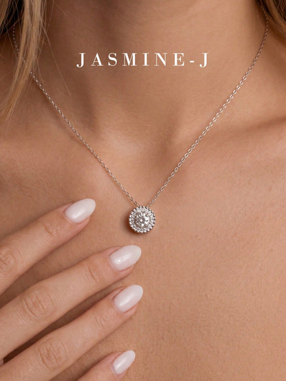 1pc S925 Sterling Silver Mini Round Full Rhinestone Pendant Necklace, Gold Diamond Necklace, Pure Silver 14K Gold Plated, Simple & Versatile, Elegant & Sophisticated, Women's Jewelry, Wedding Jewelry