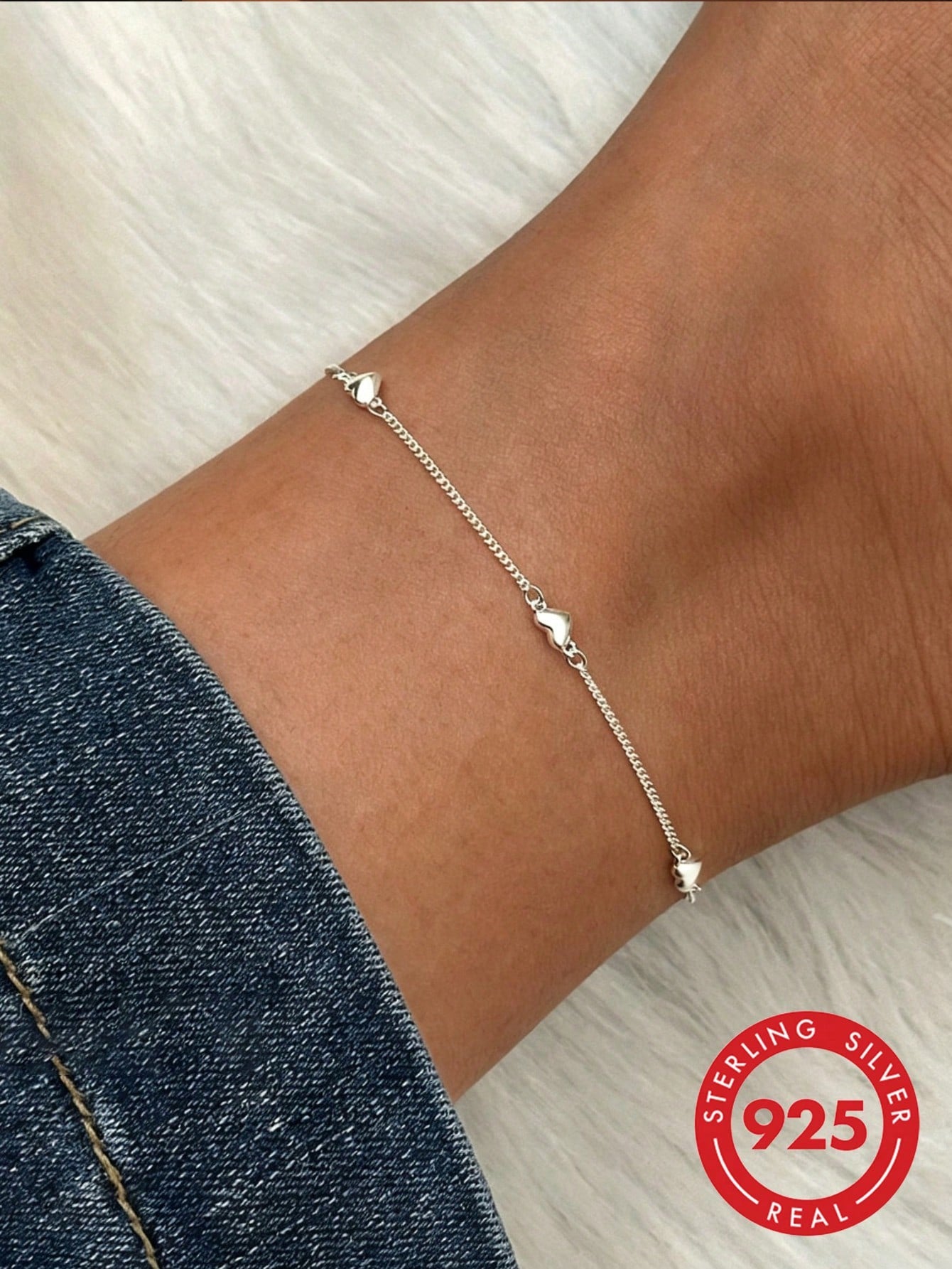 1pc S925 Sterling Silver Minimalist Personalized Heart Adjustable Anklet, Women's Gentle Niche Design Foot Jewelry, Versatile For Travel, Beach, Vacation, Photo-Worthy Outfit Accessory, Exquisite Gift
