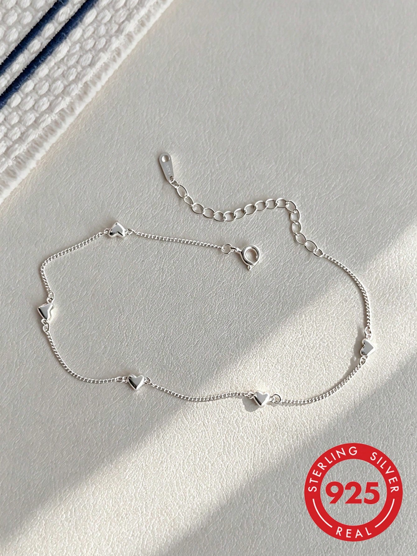 1pc S925 Sterling Silver Minimalist Personalized Heart Adjustable Anklet, Women's Gentle Niche Design Foot Jewelry, Versatile For Travel, Beach, Vacation, Photo-Worthy Outfit Accessory, Exquisite Gift