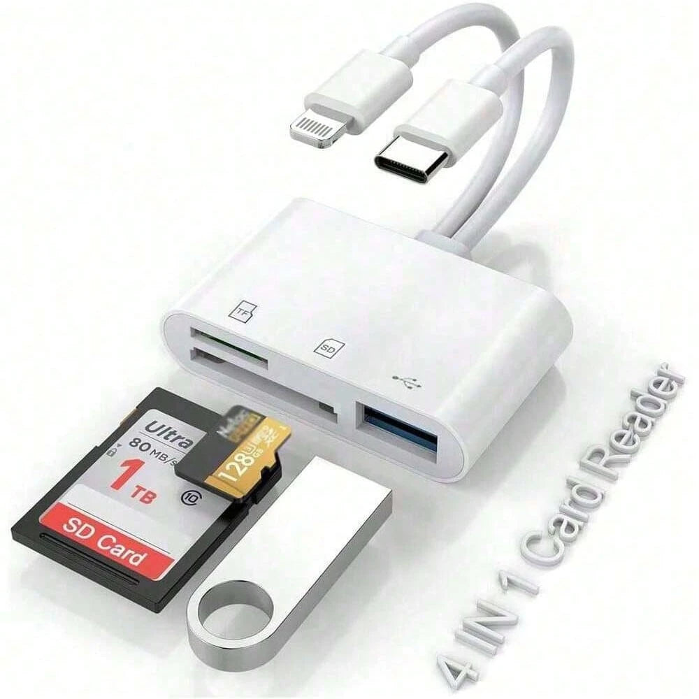 1pc SD Card Reader 2-In-1 USB Adapter, SD Card Viewer With SD/TF Card USB 3.0 Adapter Memory Card Reader Compatible With MacBook/IPad/ 17 Pro Max/17 Pro/17/Air/16/15/14/13/12/11/XS/XR/8/7/6, Series, P