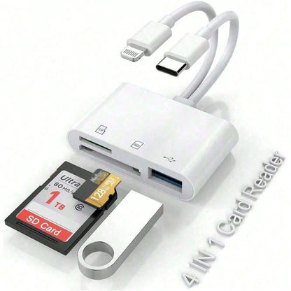 1pc SD Card Reader 2-In-1 USB Adapter, SD Card Viewer With SD/TF Card USB 3.0 Adapter Memory Card Reader Compatible With MacBook/IPad/ 17 Pro Max/17 Pro/17/Air/16/15/14/13/12/11/XS/XR/8/7/6, Series, P