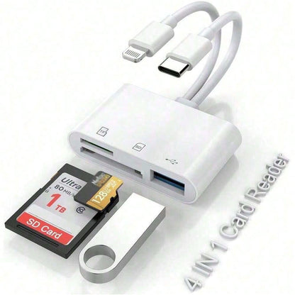 1pc SD Card Reader 2-In-1 USB Adapter, SD Card Viewer With SD/TF Card USB 3.0 Adapter Memory Card Reader Compatible With MacBook/IPad/ 17 Pro Max/17 Pro/17/Air/16/15/14/13/12/11/XS/XR/8/7/6, Series, P