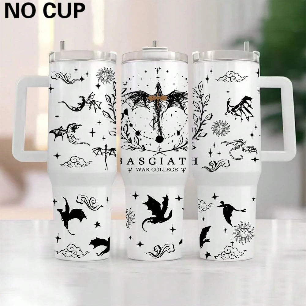 1pc Set Fourth Wing UV DTF Transfer Stickers, High-Quality Waterproof Bottle Decals, For 40Oz Tumblers, DIY Wrap-Style Plastic Glass Decoration Transfer Paper