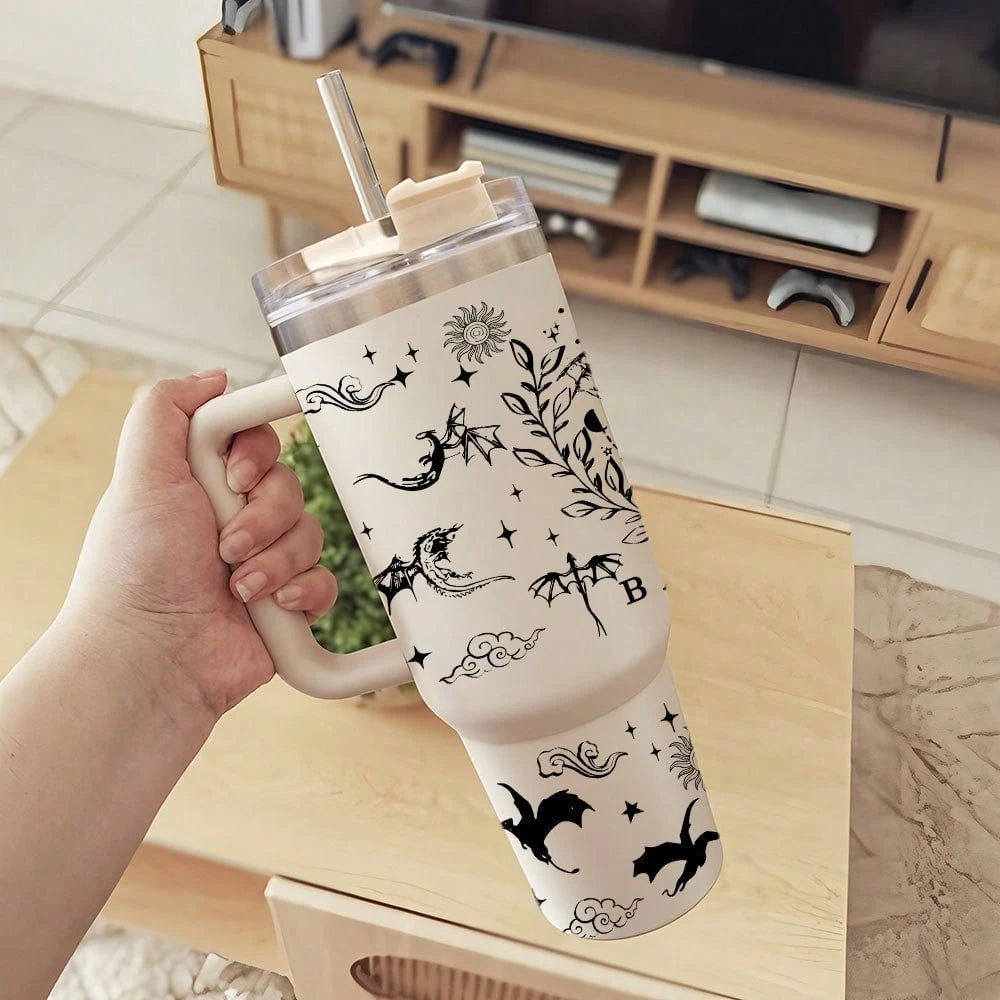 1pc Set Fourth Wing UV DTF Transfer Stickers, High-Quality Waterproof Bottle Decals, For 40Oz Tumblers, DIY Wrap-Style Plastic Glass Decoration Transfer Paper