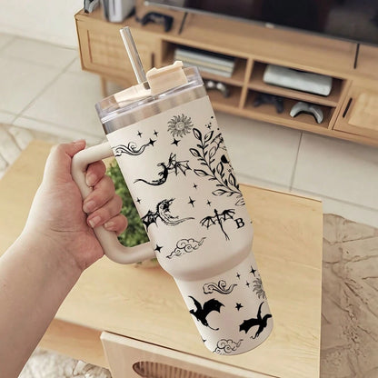1pc Set Fourth Wing UV DTF Transfer Stickers, High-Quality Waterproof Bottle Decals, For 40Oz Tumblers, DIY Wrap-Style Plastic Glass Decoration Transfer Paper