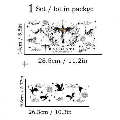 1pc Set Fourth Wing UV DTF Transfer Stickers, High-Quality Waterproof Bottle Decals, For 40Oz Tumblers, DIY Wrap-Style Plastic Glass Decoration Transfer Paper