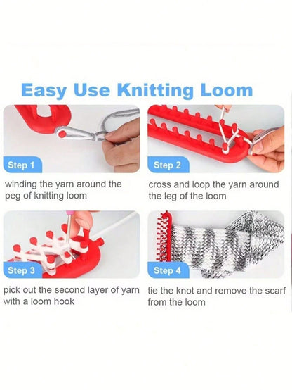 1pc/Set Handmade Knitting Kit With Knitting Loom, DIY Knitting Craft Weaving Tool, Crochet Hook, And Randomly Colored Accessories For Blanket, Scarf, Hat, Shawl, And Knit Sewing Projects