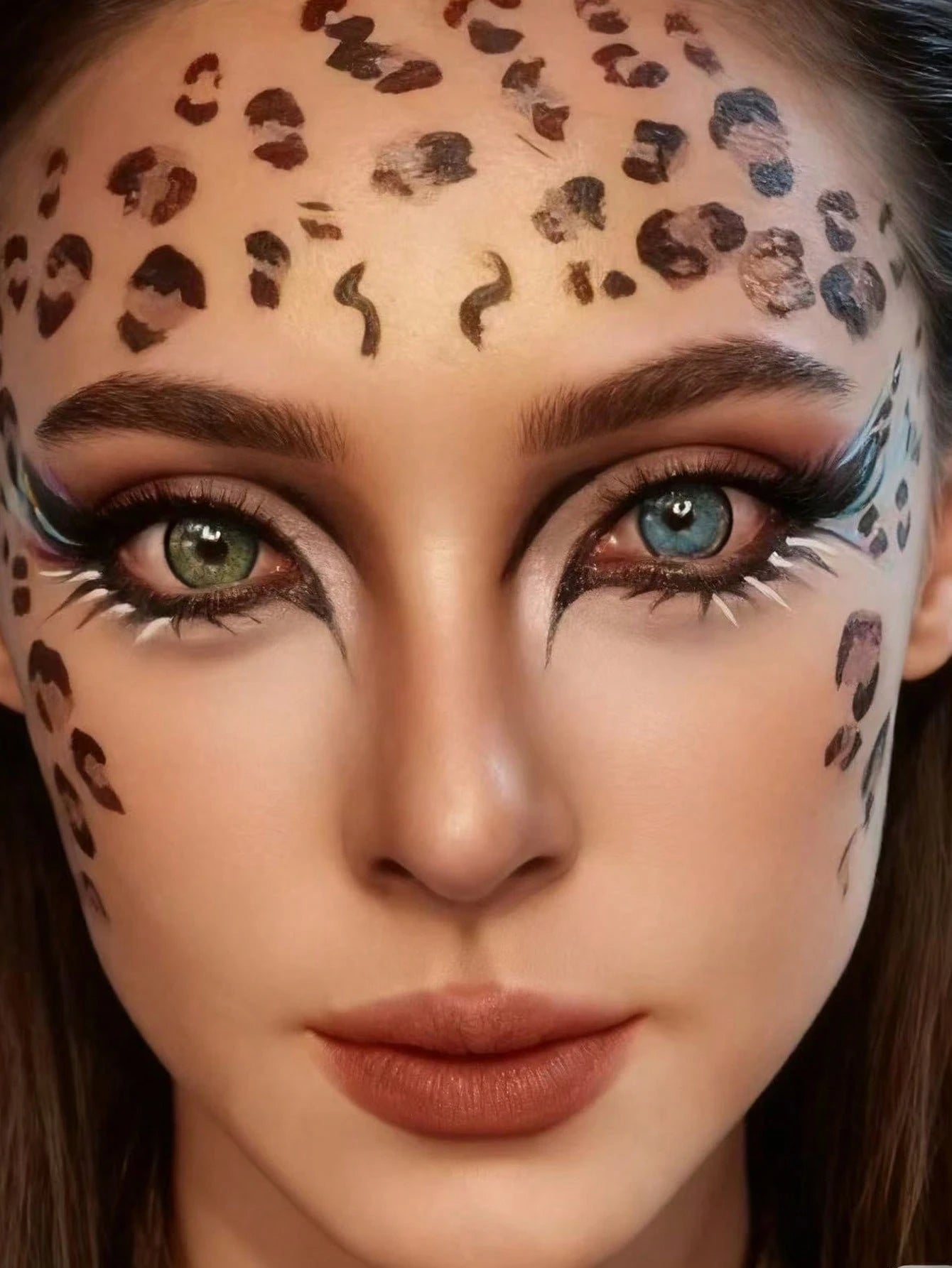 1pc Sexy Hollow Leopard Print Stencil Template, Leopard Face Makeup Tool, Suitable For Halloween, Carnival, Music Festival, Cosplay, Sexy Leopard Makeup, Asymmetrical Hollow Template, Painting Templat
