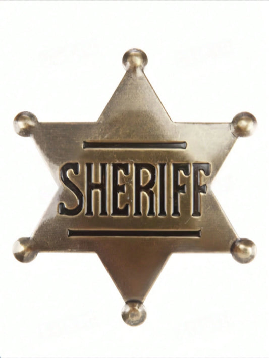 1pc/Sheriff Badge, Girls And Adults Metal Sheriff Badge, Western Police Vest Badge, Deputy Sheriff Badge, Cowboy Party Decoration Badge, Metal