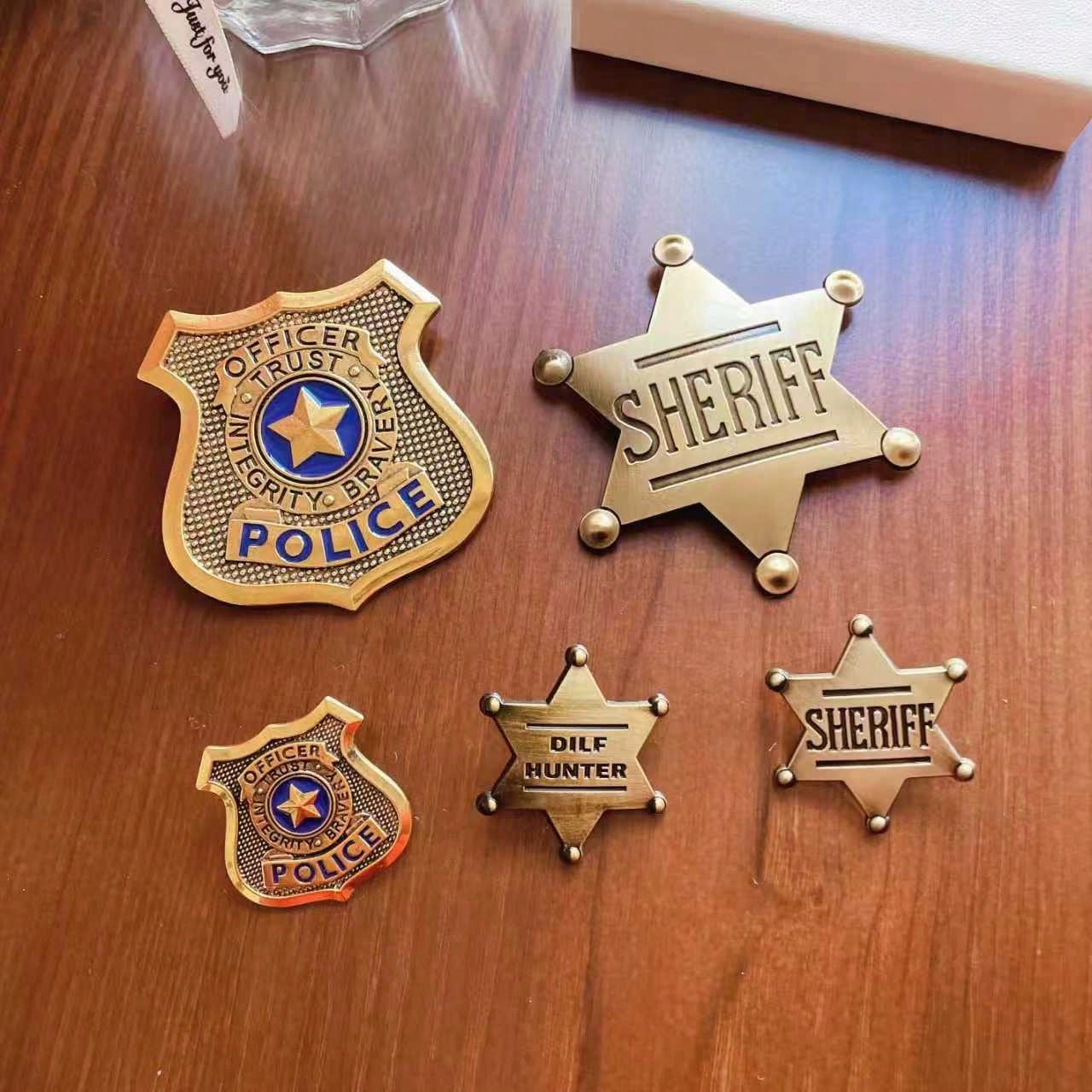 1pc/Sheriff Badge, Girls And Adults Metal Sheriff Badge, Western Police Vest Badge, Deputy Sheriff Badge, Cowboy Party Decoration Badge, Metal