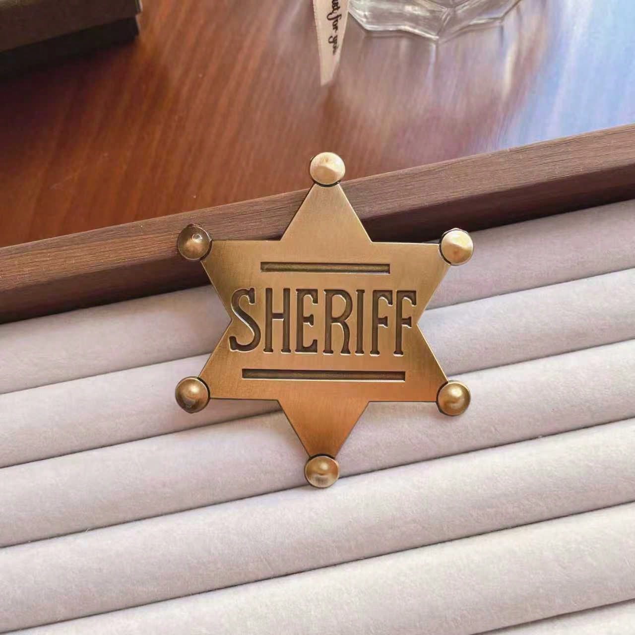 1pc/Sheriff Badge, Girls And Adults Metal Sheriff Badge, Western Police Vest Badge, Deputy Sheriff Badge, Cowboy Party Decoration Badge, Metal