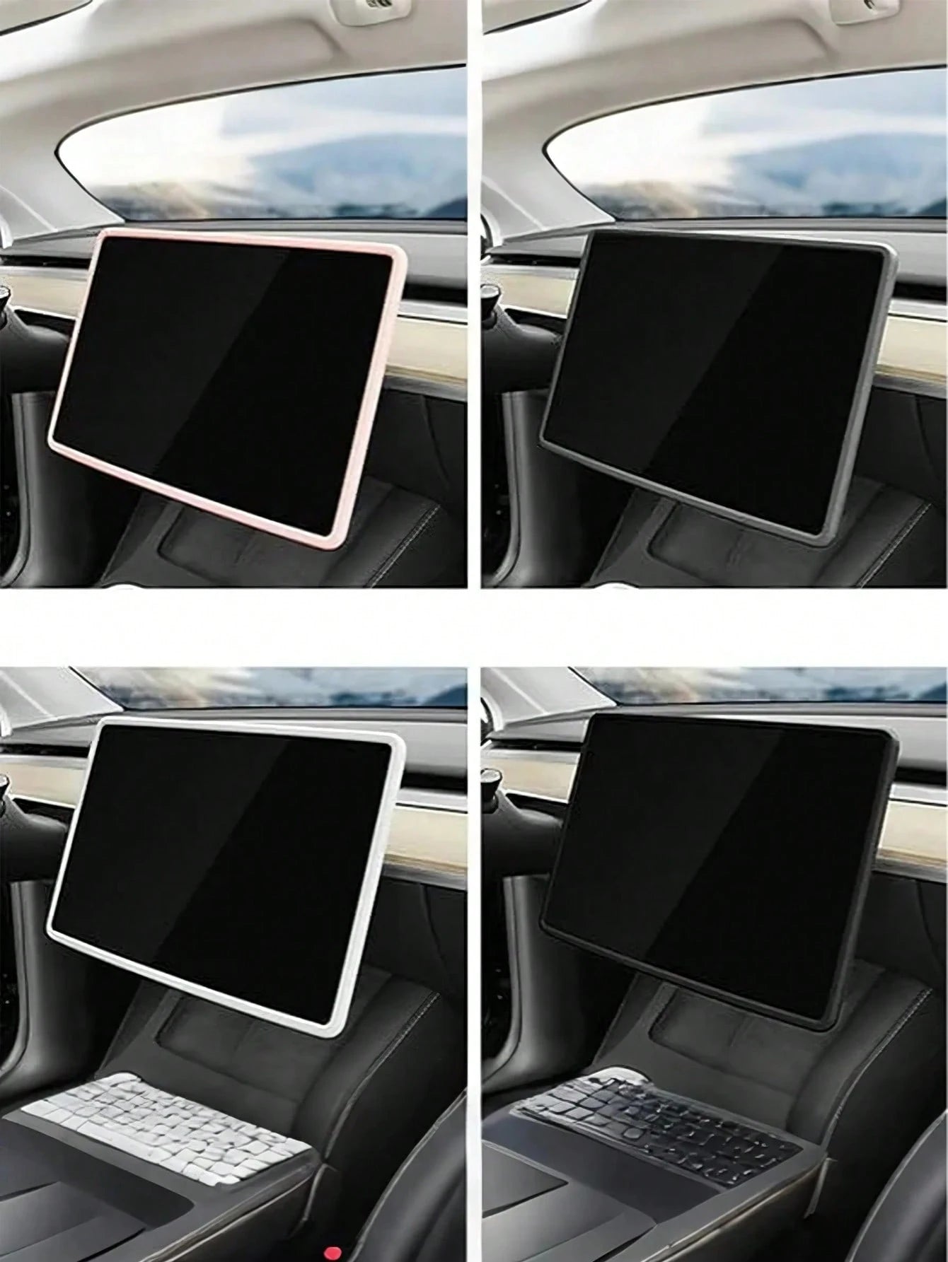 1pc Simple Silicone Rearview Mirror Protective Cover, Car Decor, Fit For Most Cars, Model Y/3 Center Console Protector, Protect Screen, Essential Car Accessory