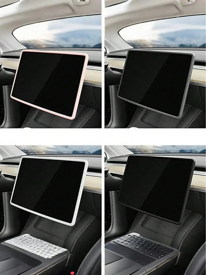 1pc Simple Silicone Rearview Mirror Protective Cover, Car Decor, Fit For Most Cars, Model Y/3 Center Console Protector, Protect Screen, Essential Car Accessory
