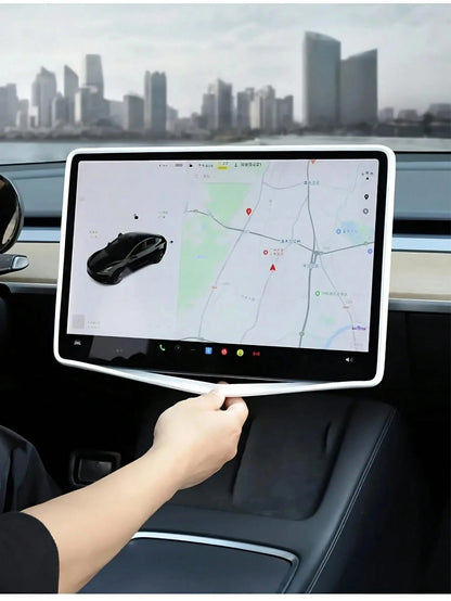 1pc Simple Silicone Rearview Mirror Protective Cover, Car Decor, Fit For Most Cars, Model Y/3 Center Console Protector, Protect Screen, Essential Car Accessory
