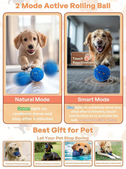 1pc Smart Rolling Ball, TPU Dog Ball, Pet Interactive Electric Toy, With LED Light Modes, Multiple Colors Available, Interactive Dog Toy Ball, Motion Activated Automatic Bouncing Rolling Dog Ball, Als