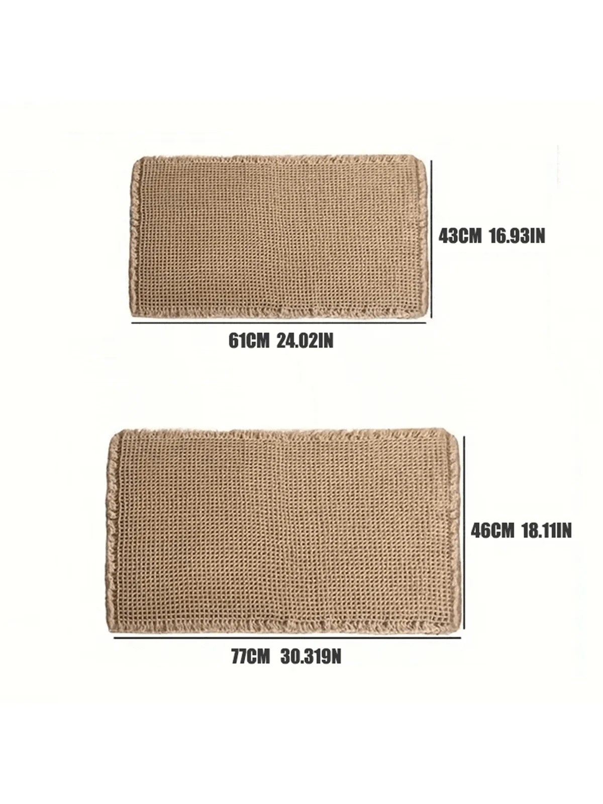 1pc Soft Absorbent Waffle Bath Mat, Slip-Resistant With Hot Melt Glue Transparent Rubber Bottom, Tasseled Washable For Kitchen And Bathroom Home Bathroom Decor Bath Rug Floor Carpet Outdoor Rug Door M