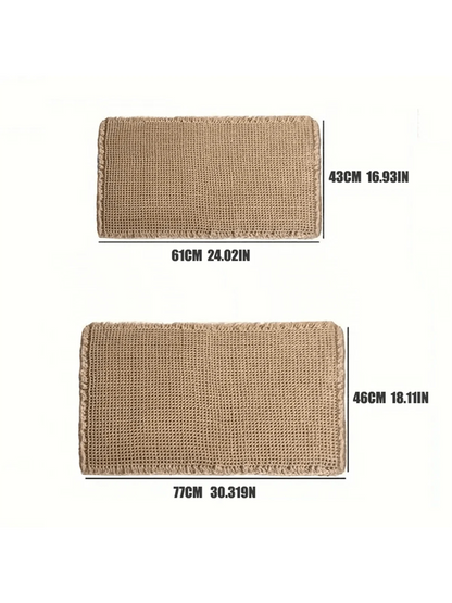 1pc Soft Absorbent Waffle Bath Mat, Slip-Resistant With Hot Melt Glue Transparent Rubber Bottom, Tasseled Washable For Kitchen And Bathroom Home Bathroom Decor Bath Rug Floor Carpet Outdoor Rug Door M