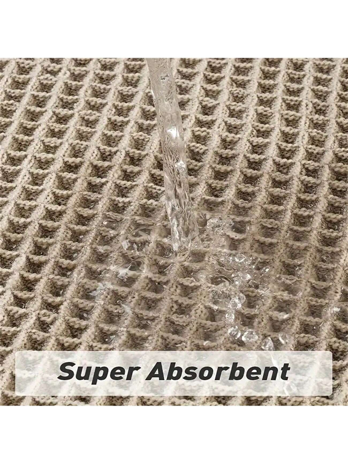 1pc Soft Absorbent Waffle Bath Mat, Slip-Resistant With Hot Melt Glue Transparent Rubber Bottom, Tasseled Washable For Kitchen And Bathroom Home Bathroom Decor Bath Rug Floor Carpet Outdoor Rug Door M