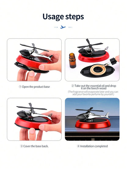 1pc Solar Powered Rotating Airplane Car Fragrance Diffuser, Hanging Vehicle Air Freshener, Long Lasting Scent
