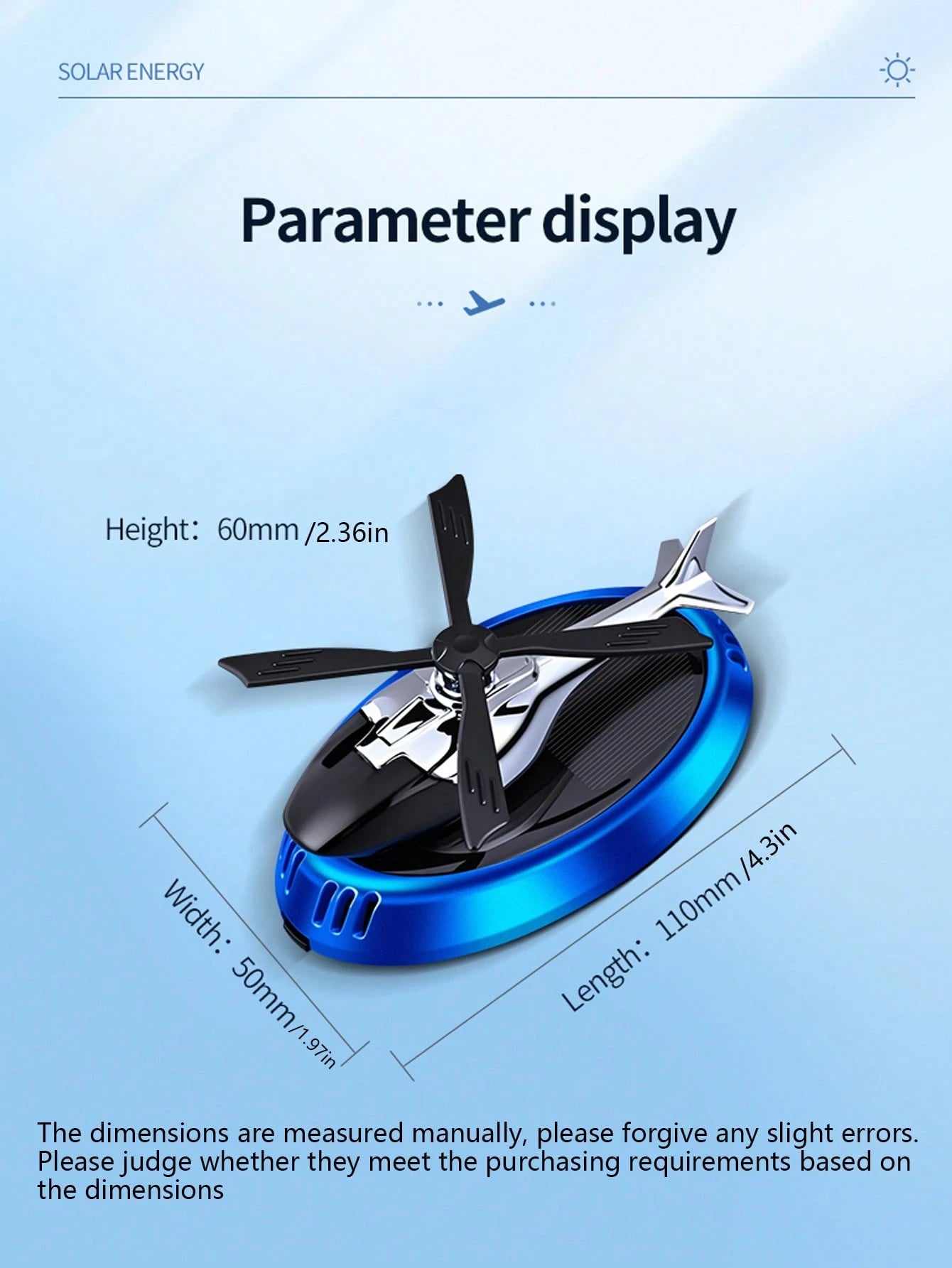 1pc Solar Powered Rotating Airplane Car Fragrance Diffuser, Hanging Vehicle Air Freshener, Long Lasting Scent