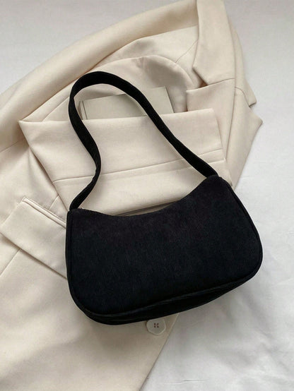 1pc Solid Color Corduroy Zipper Crossbody Bag, Perfect Accessory For Women's Autumn Outfits, Ideal For Valentine's Day
