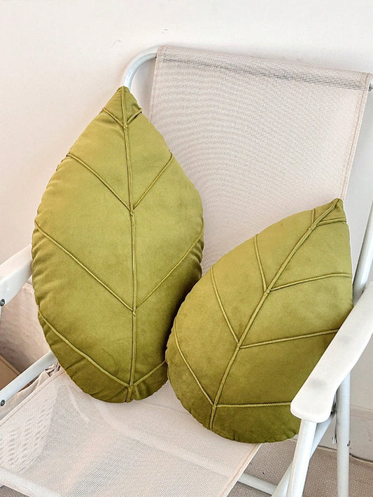 1pc Solid Color Leaf Decorative Throw Pillow, Suitable For Living Room Sofa, Bedroom Headboard, Cushion