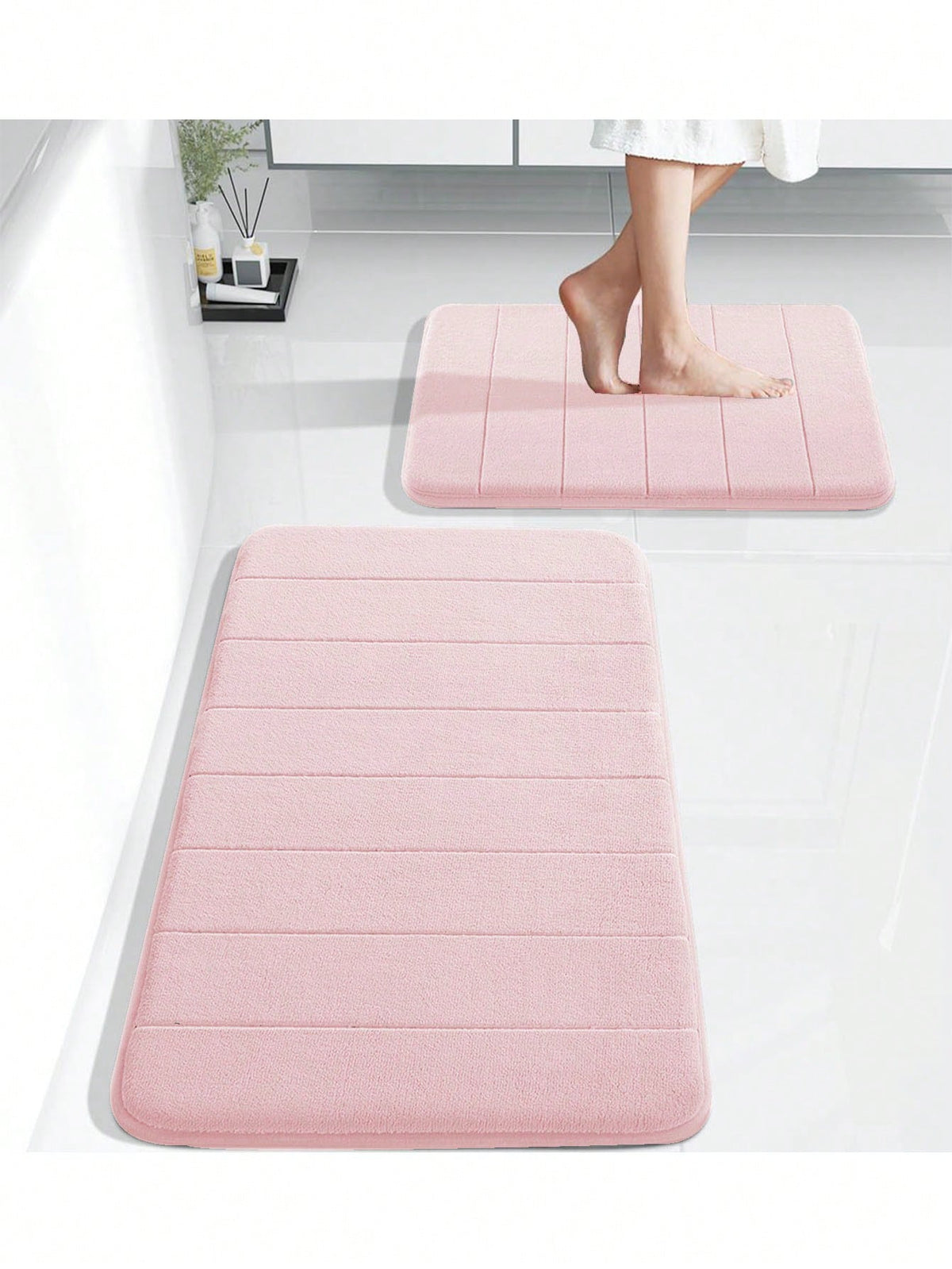 1pc Solid Color Simple Soft Memory Foam Sponge Absorbent And Non-Slip Bathroom Toilet Floor Mat Home Bathroom Decor Bath Rug Floor Carpet Outdoor Rug Door Mat Fall Decor Bathroom Accessories Back To S