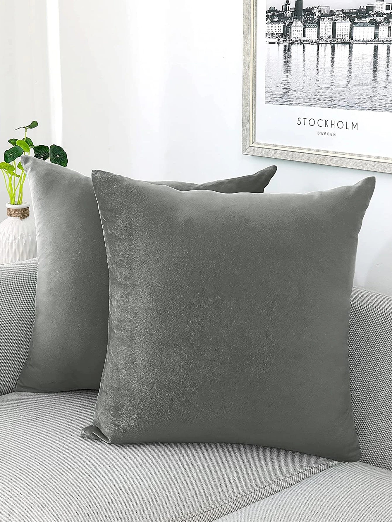 1pc Solid Decorative Throw Pillow Case Without Filler, Modern Fabric Cushion Cover For Living Room, Home Decor