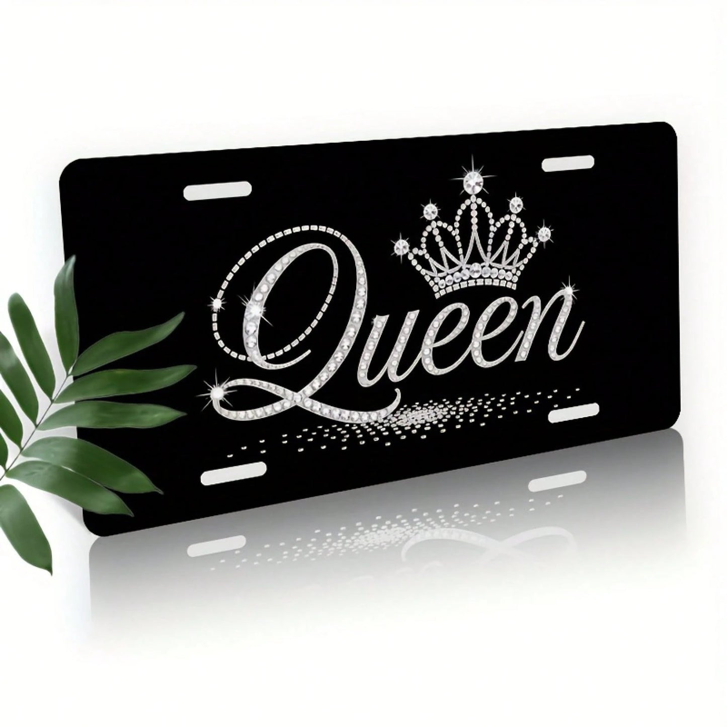 1pc, Sparkling Queen Front License Plate Covers & Frames, Aluminum License Plate Covers & Frames, Funny Standard Plates Waterproof Novelty For Decoration For Men/Women/Boys/Girls, 30*15cm(12*6inch)