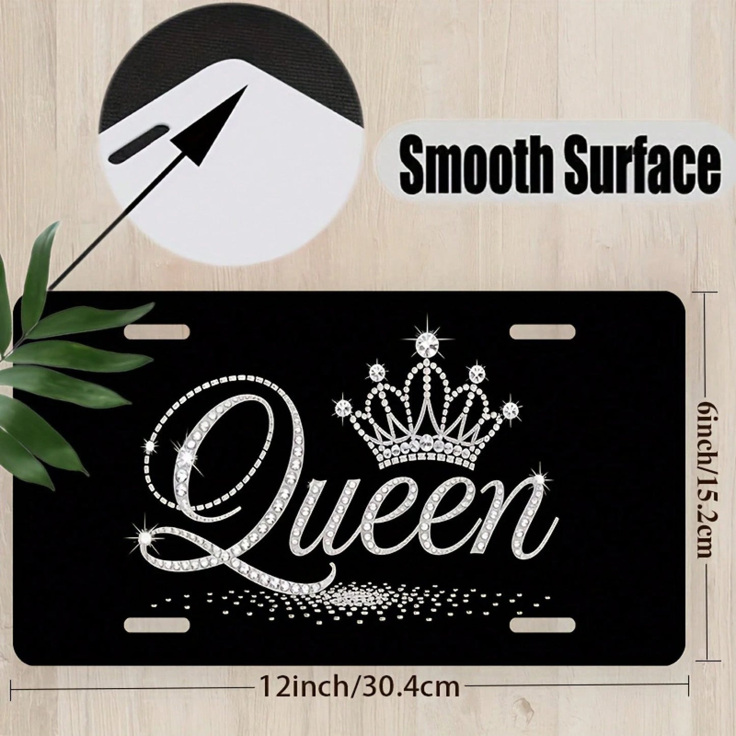 1pc, Sparkling Queen Front License Plate Covers & Frames, Aluminum License Plate Covers & Frames, Funny Standard Plates Waterproof Novelty For Decoration For Men/Women/Boys/Girls, 30*15cm(12*6inch)