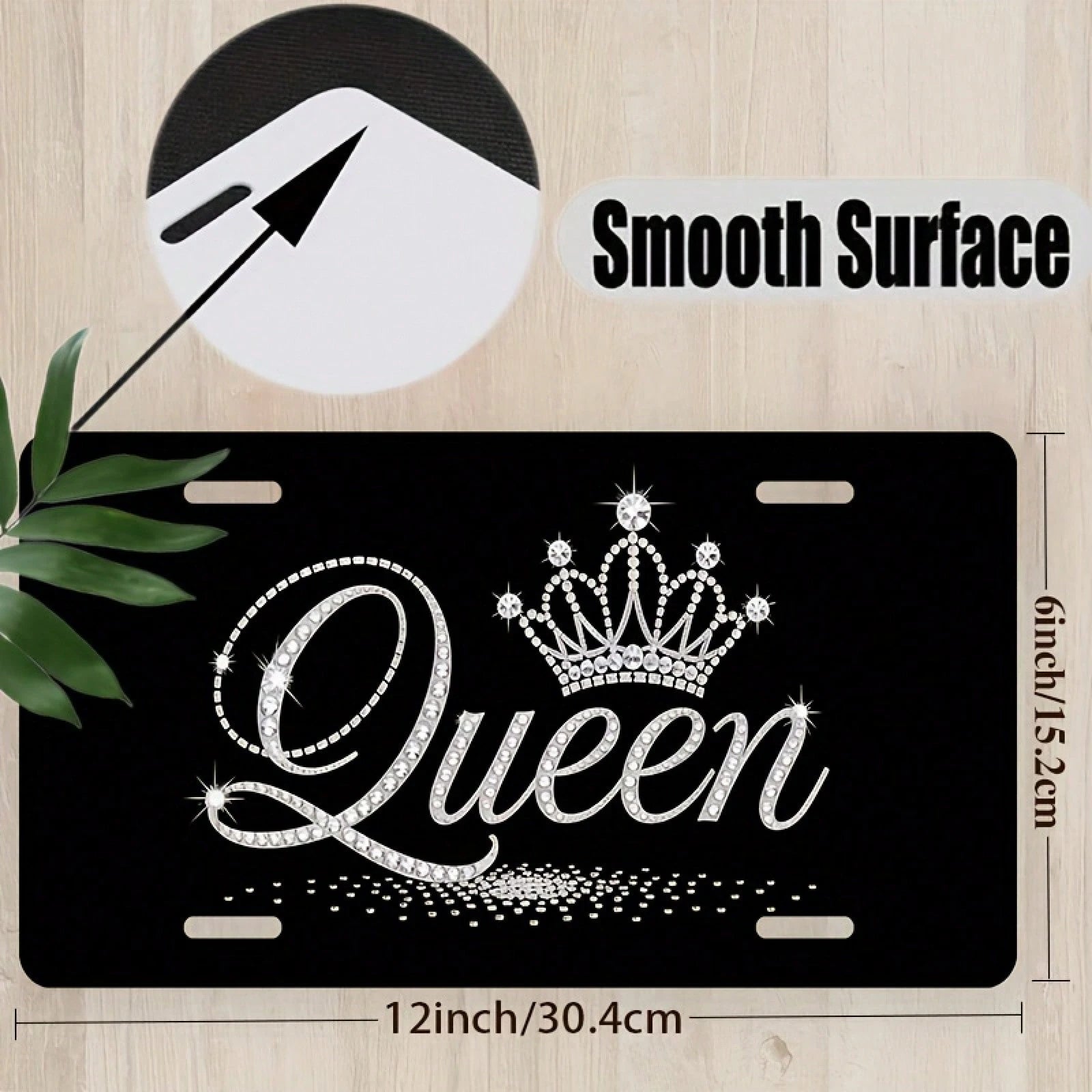1pc, Sparkling Queen Front License Plate Covers & Frames, Aluminum License Plate Covers & Frames, Funny Standard Plates Waterproof Novelty For Decoration For Men/Women/Boys/Girls, 30*15cm(12*6inch)